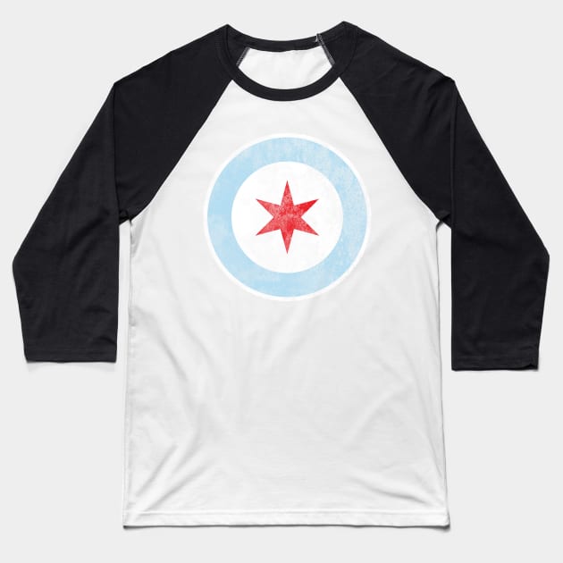 City of Chicago Flag Star Baseball T-Shirt by heartlocked